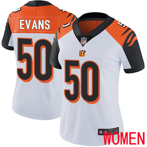 Cincinnati Bengals Limited White Women Jordan Evans Road Jersey NFL Footballl #50 Vapor Untouchable